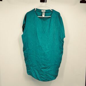 VTG Amelia’s 100% Silk Green Paisley Womens S Blouse Top Hippie Minimalist Tunic